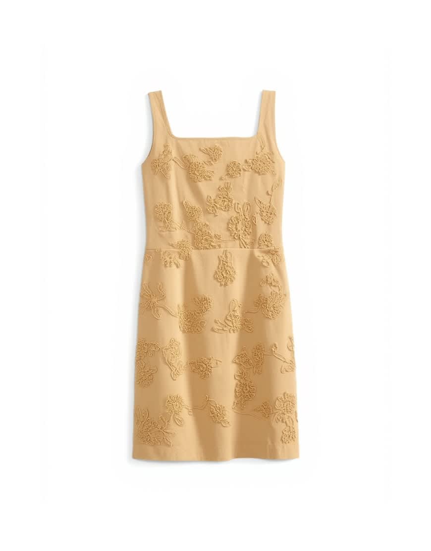 Topshop structured drape mini dress with 3D flowers in beige