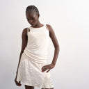 Topshop mixed fabric satin flippy mini skirt in ivory