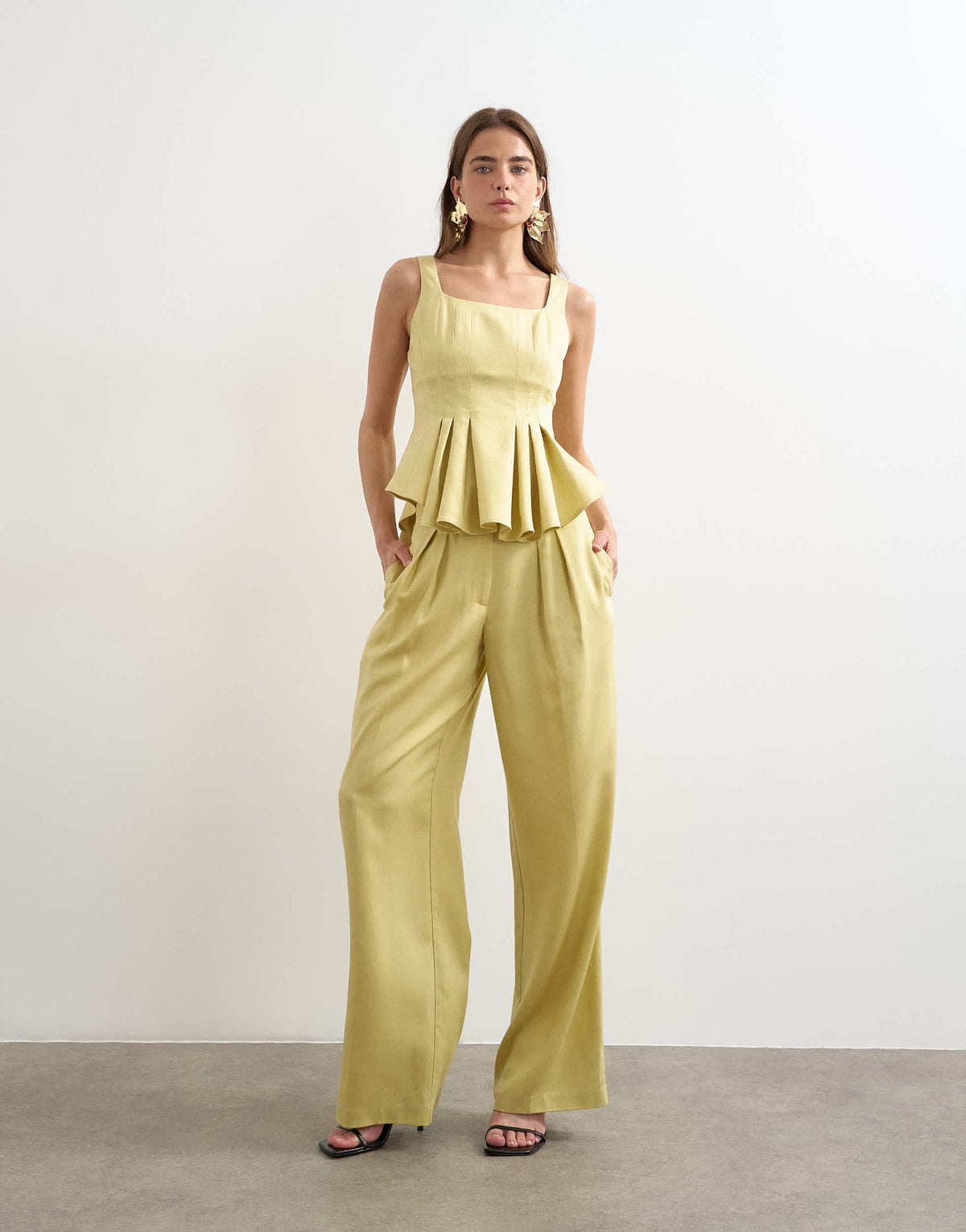 Topshop curve hem tailored top in buttermilk