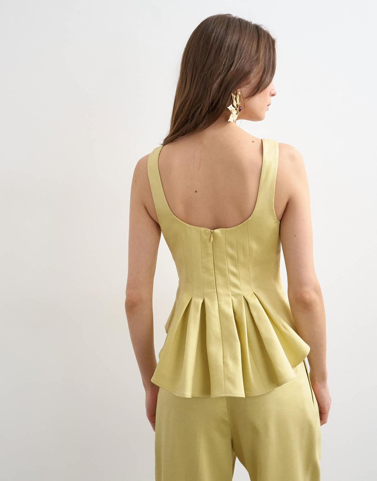Topshop curve hem tailored top in buttermilk