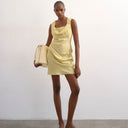 Topshop structured drape mini dress in soft lime