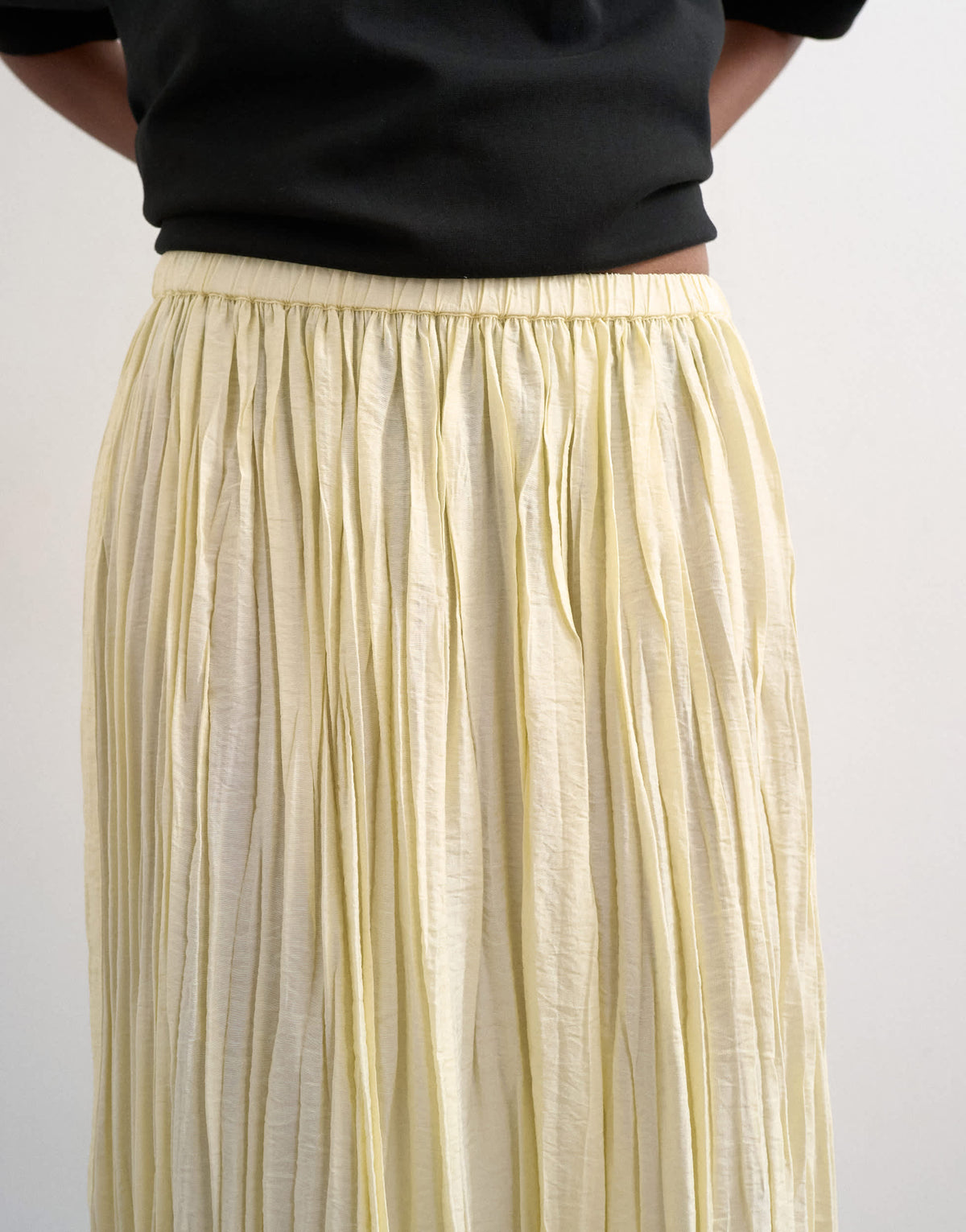 Topshop shirred waist crinkle full circle skirt in natural