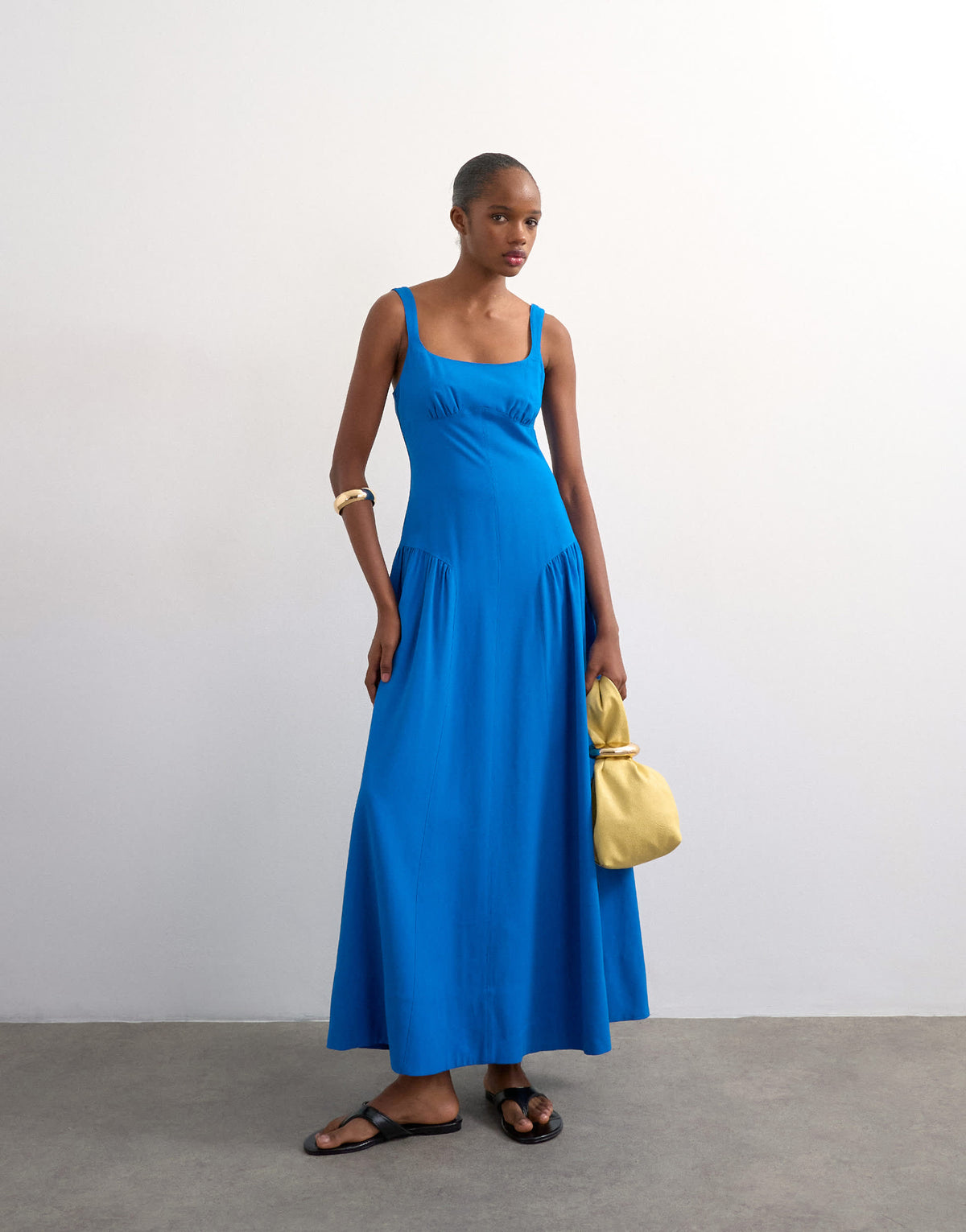 Topshop dropped waist maxi sundress in cobalt blue