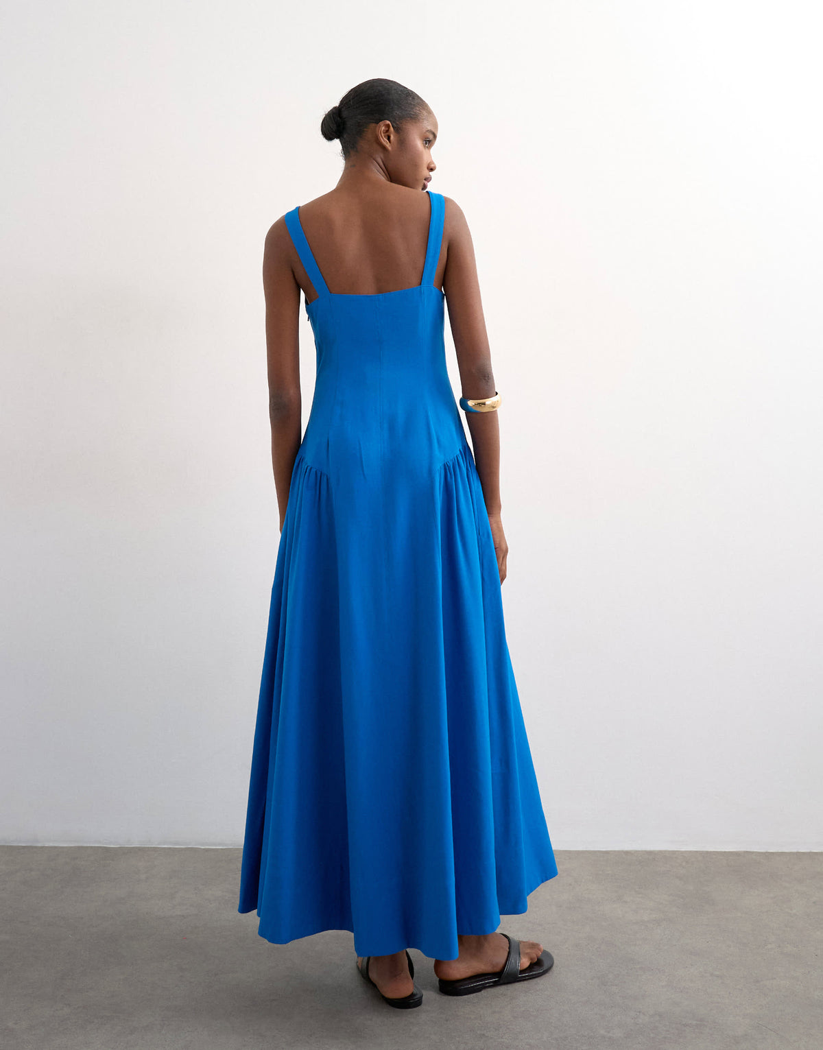 Topshop dropped waist maxi sundress in cobalt blue