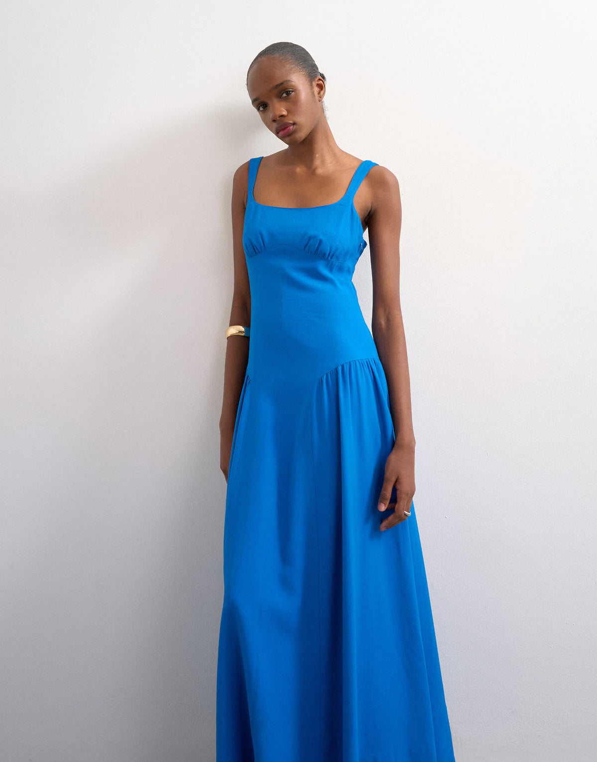 Topshop dropped waist maxi sundress in cobalt blue