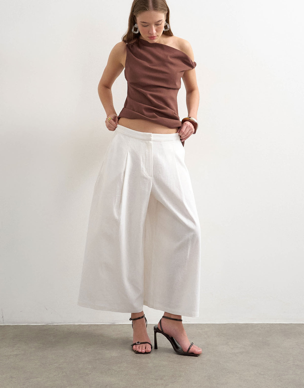Topshop linen A line culotte in white