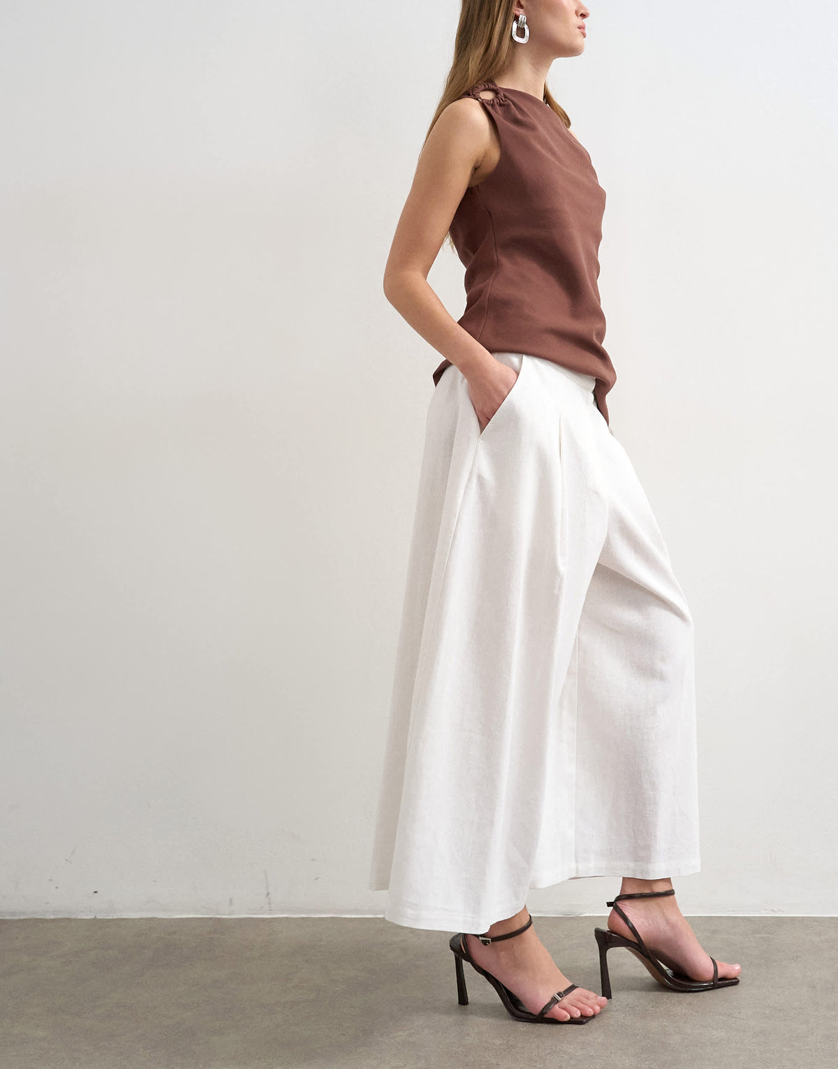 Topshop linen A line culotte in white