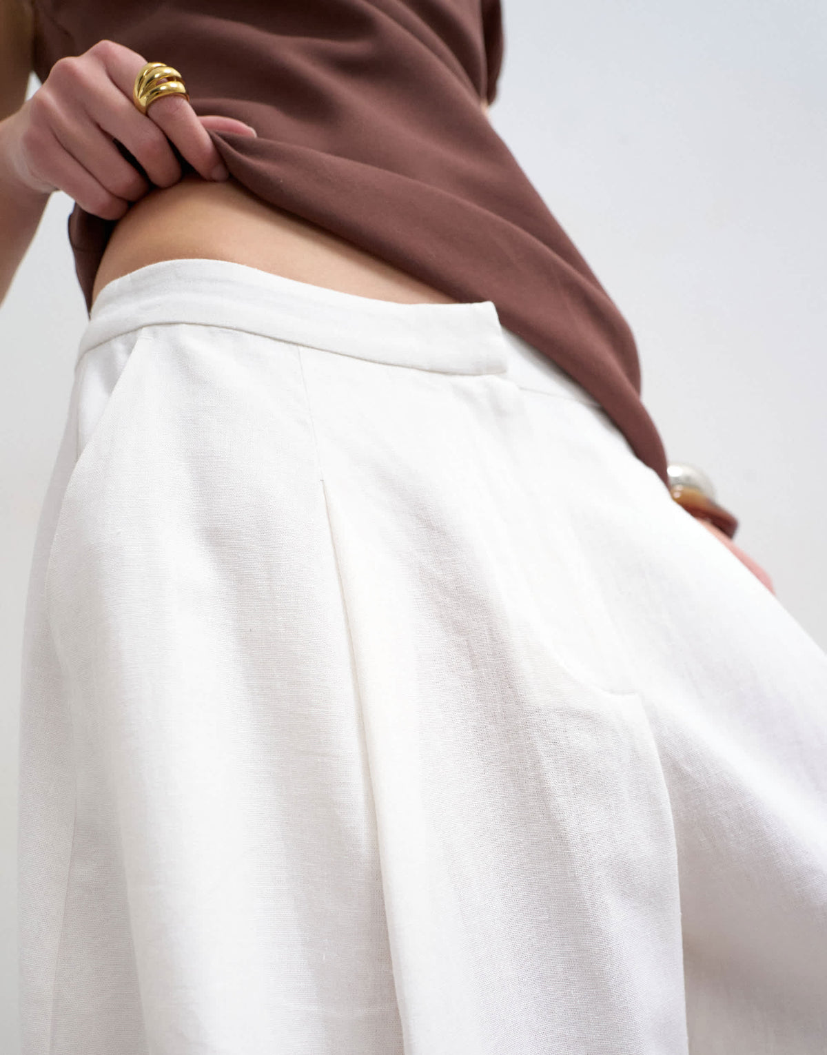 Topshop linen A line culotte in white