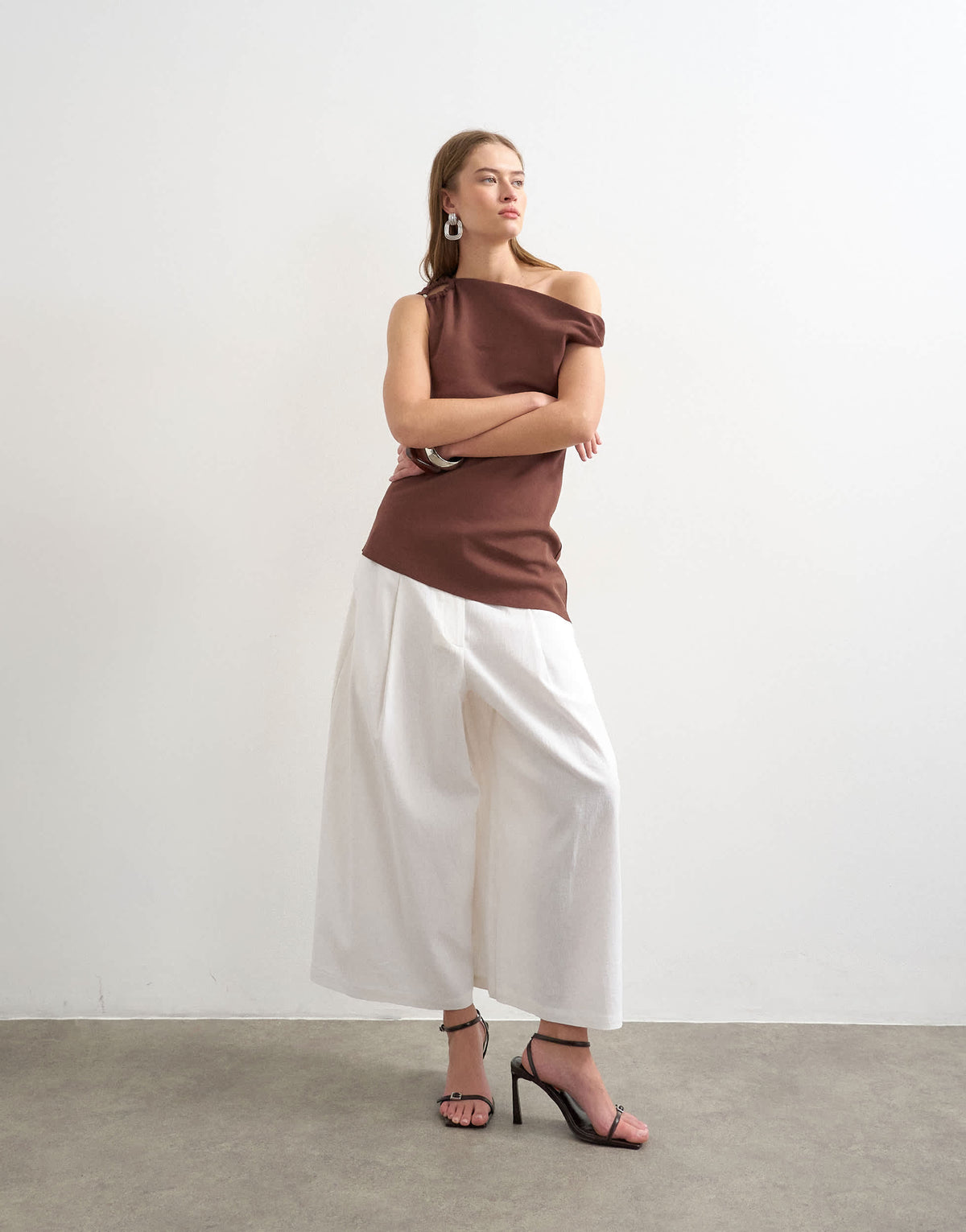 Topshop linen A line culotte in white