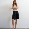 Short bermuda ovoid en lin ajusté noir Topshop
