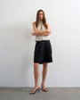 Topshop tailored linen ovoid bermuda shorts in black