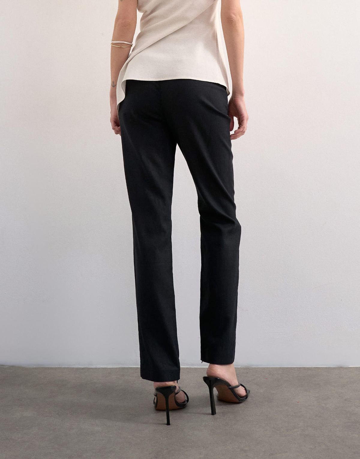 Topshop linen slim fit trouser in black