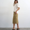 Topshop longline cargo short in tan