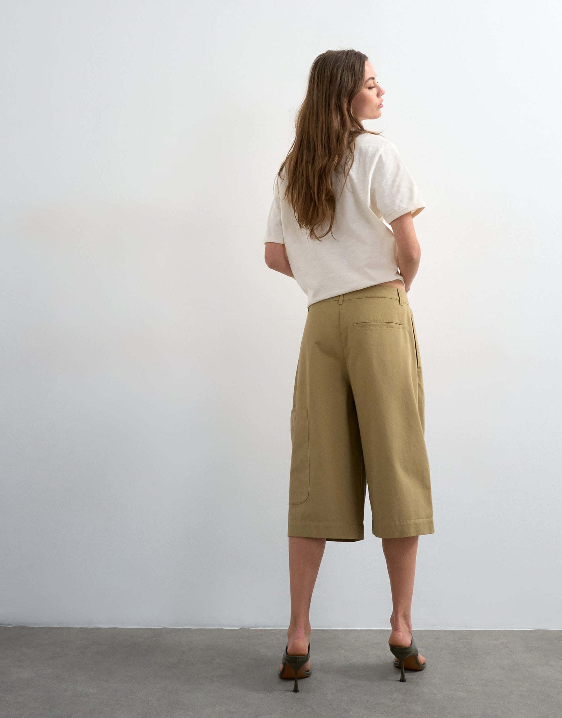 Topshop longline cargo short in tan