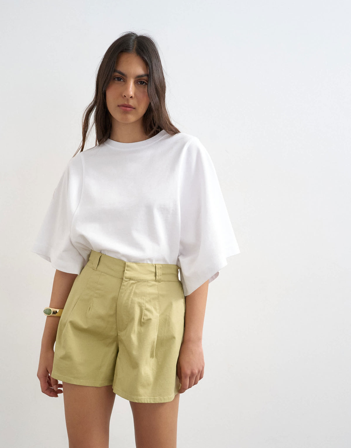 Topshop clean a-line short in neutral