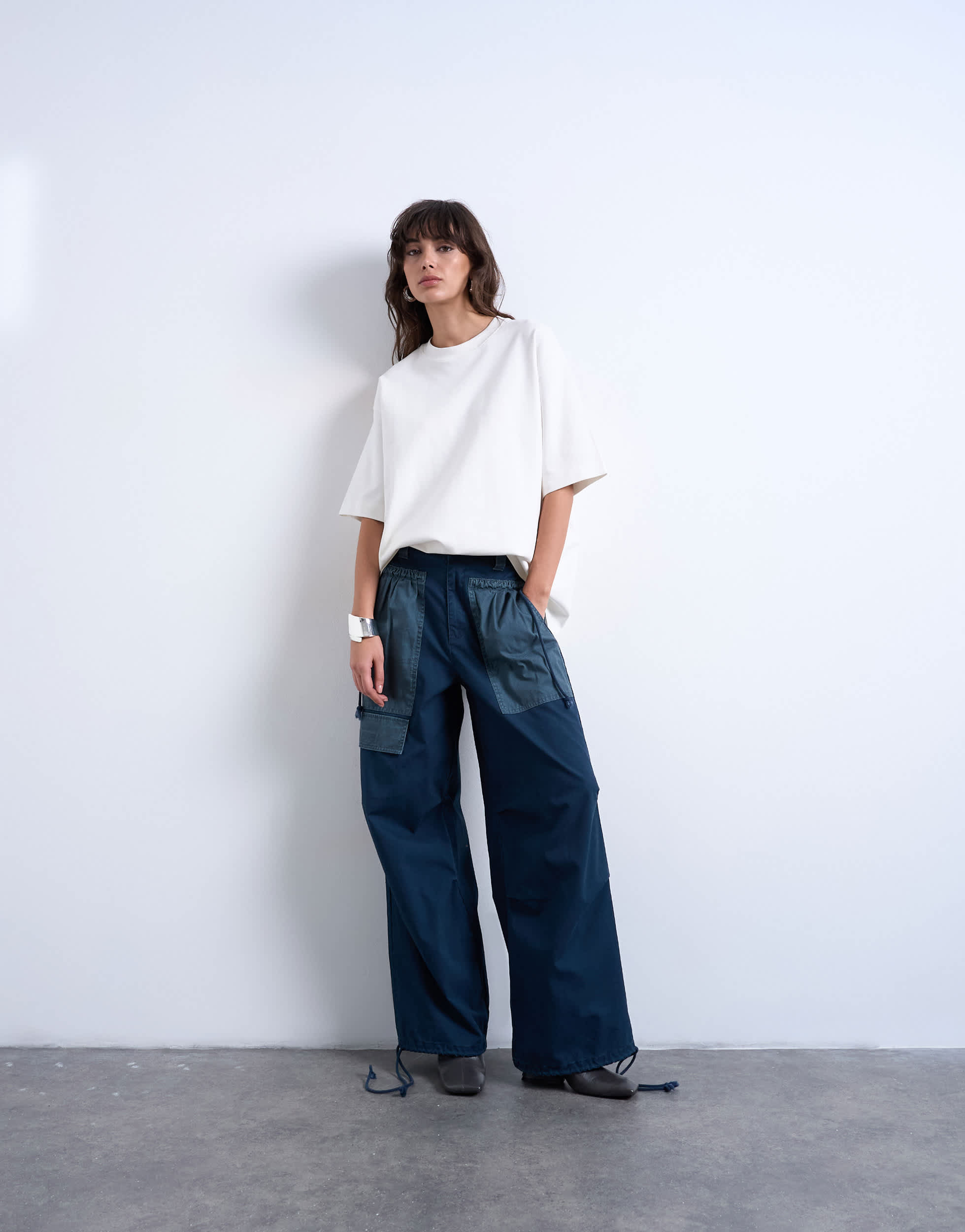 Topshop two toned cargo trousers with deep pockets in slate