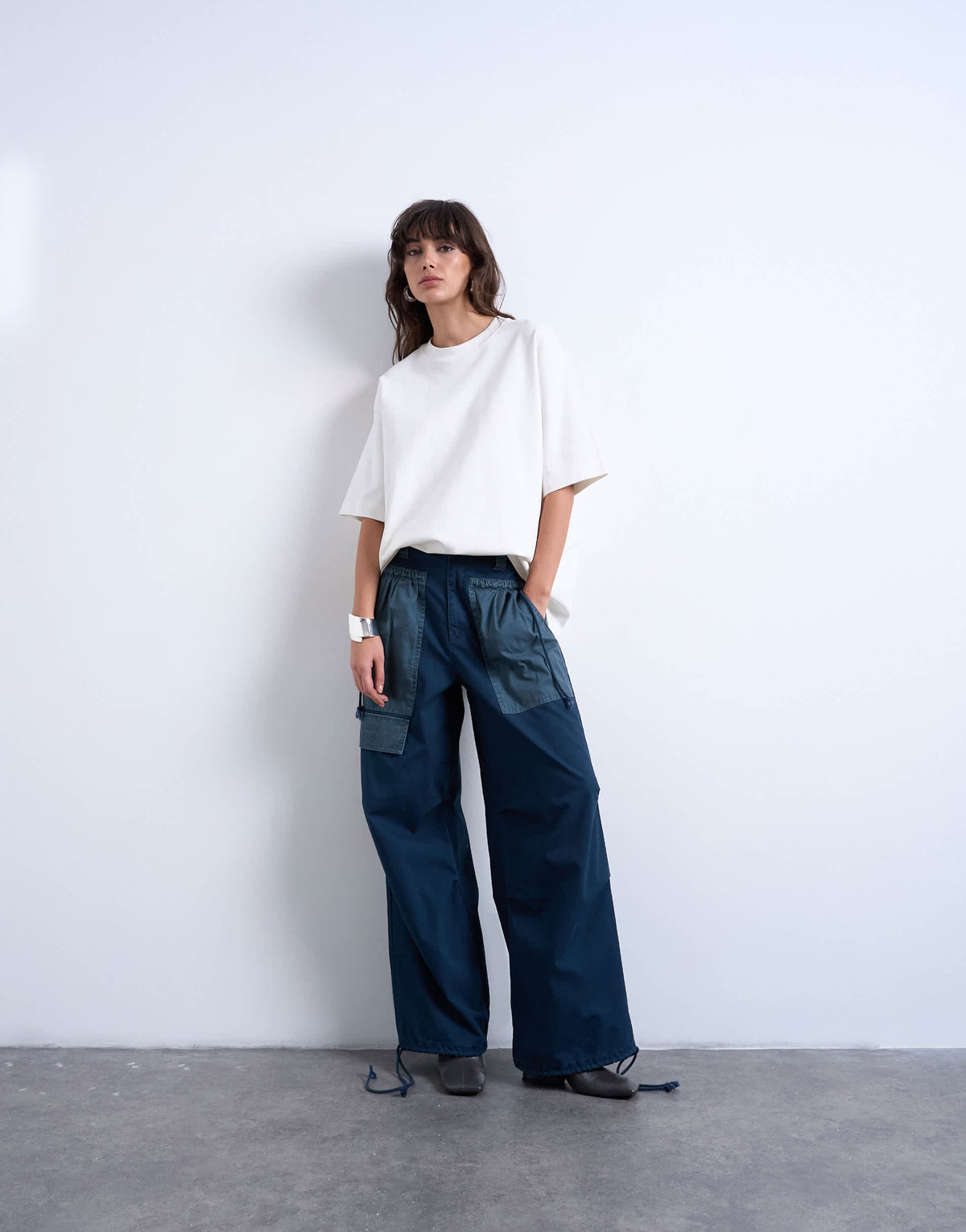 Topshop two toned cargo trousers with deep pockets in slate
