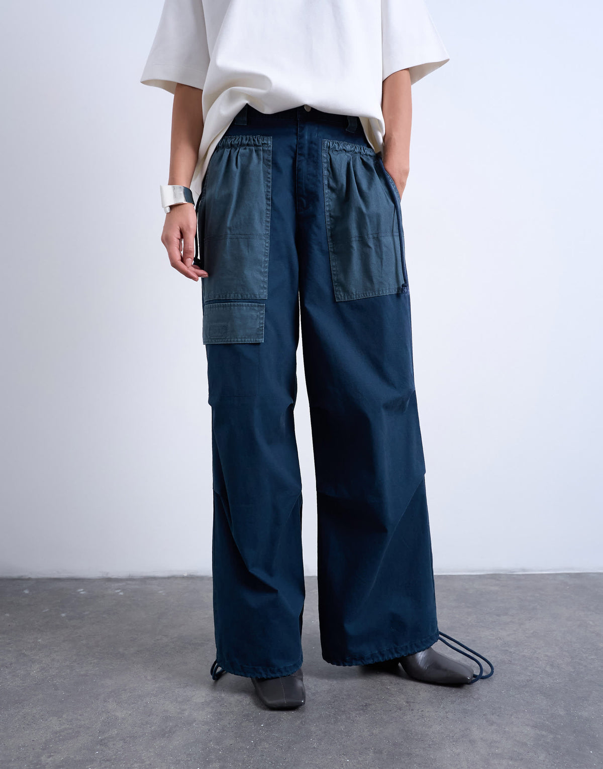 Topshop two toned cargo trousers with deep pockets in slate