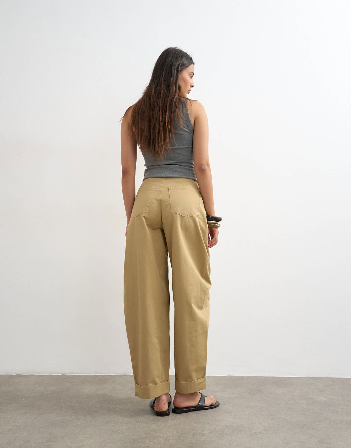 Topshop clean cargo trouser with rolled hem in tan