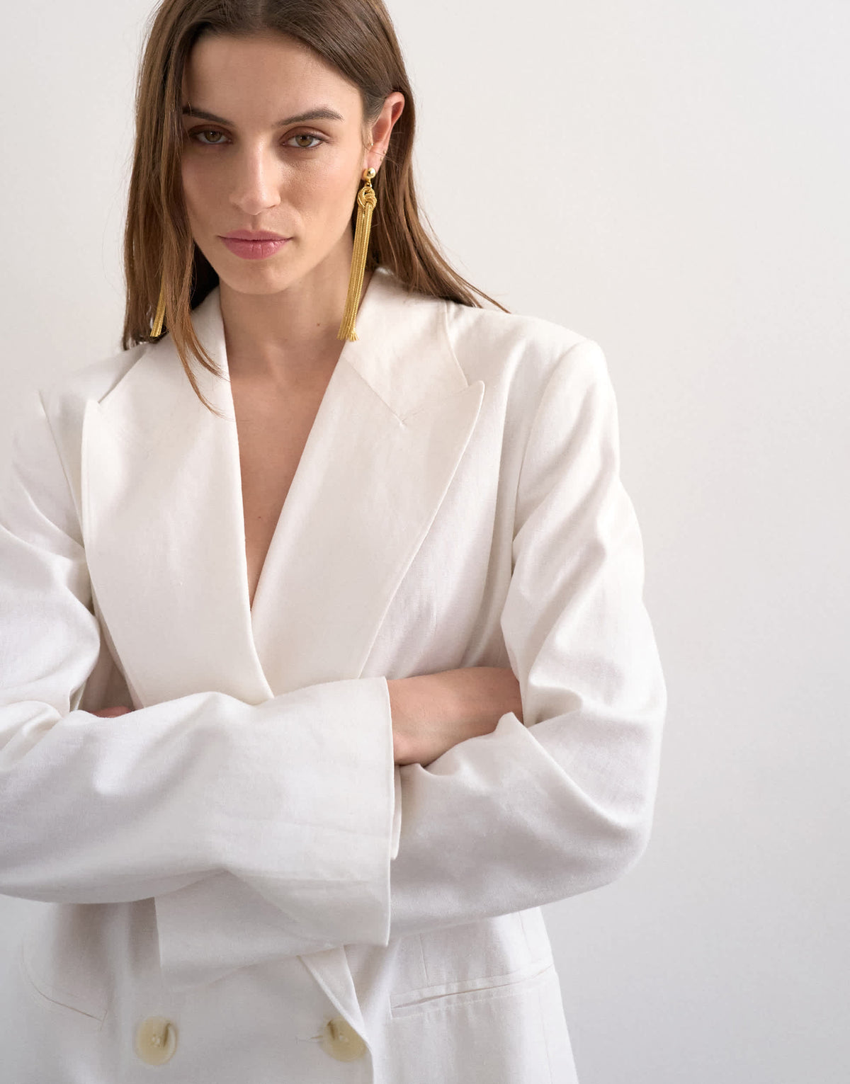 Topshop linen chuck on blazer in ecru