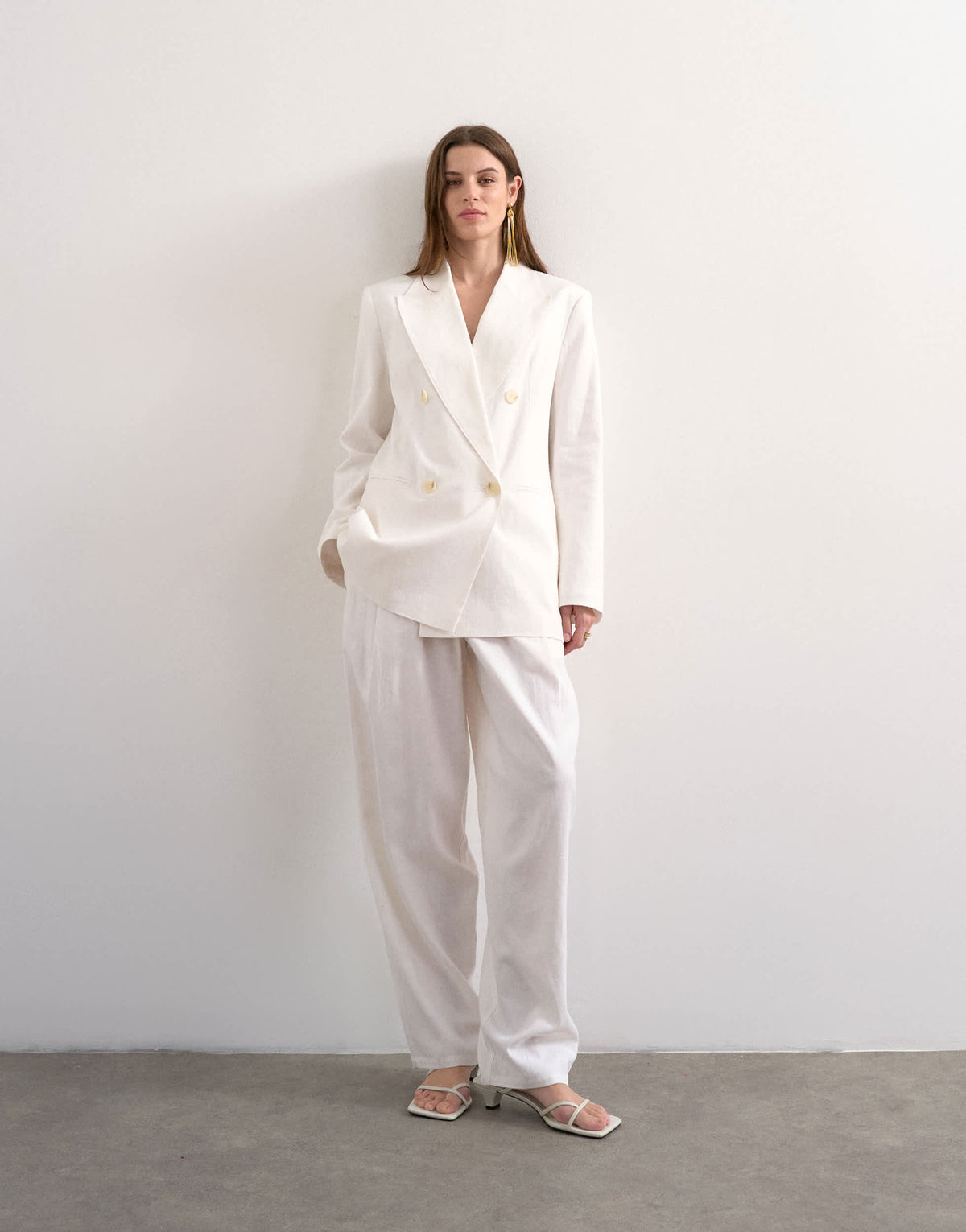 Topshop linen chuck on blazer in ecru