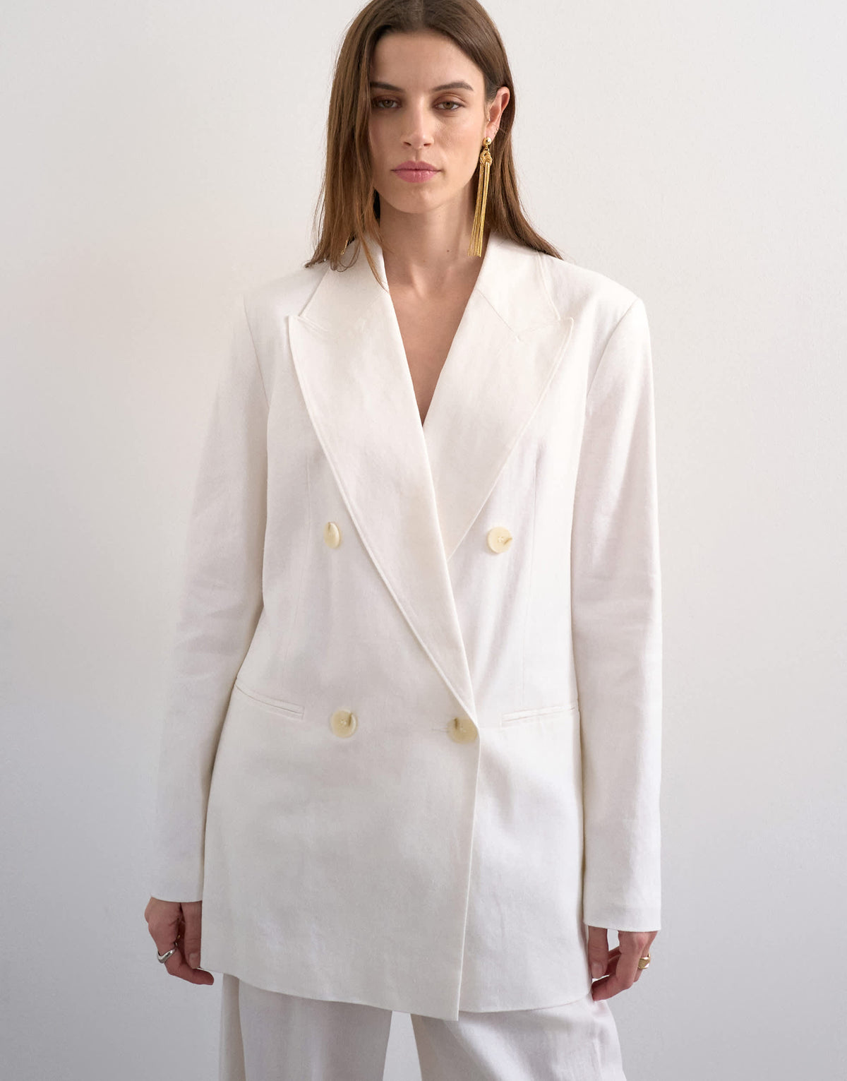 Topshop linen chuck on blazer in ecru