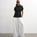 Topshop linen A line wide leg trouser in white