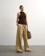 Topshop clean A line wide leg cargo with tie waist in beige