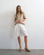 Topshop tailored linen blend ovoid bermuda shorts in ecru