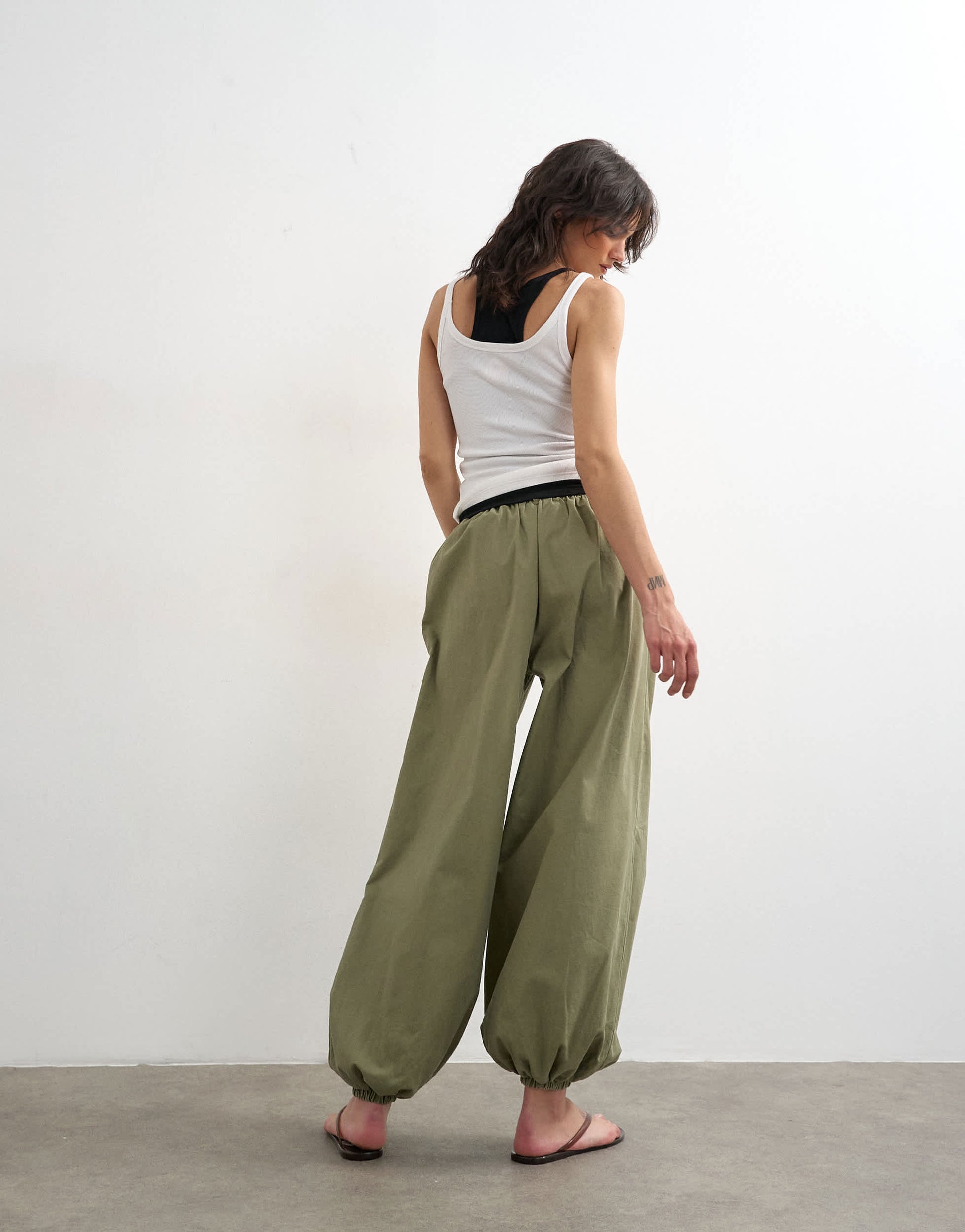 Topshop balloon ripstop cargo trouser in khaki