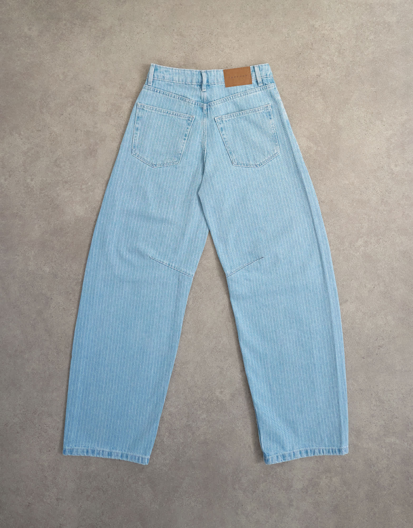Topshop Barrel mid rise jean in bleach pinstripe