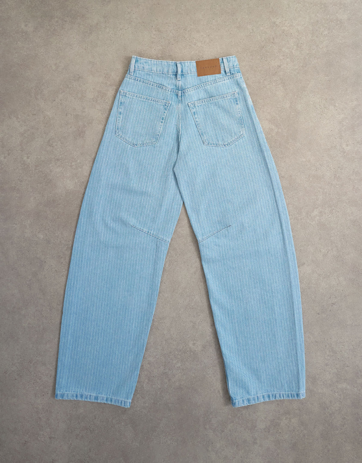 Topshop Barrel mid rise jean in bleach pinstripe