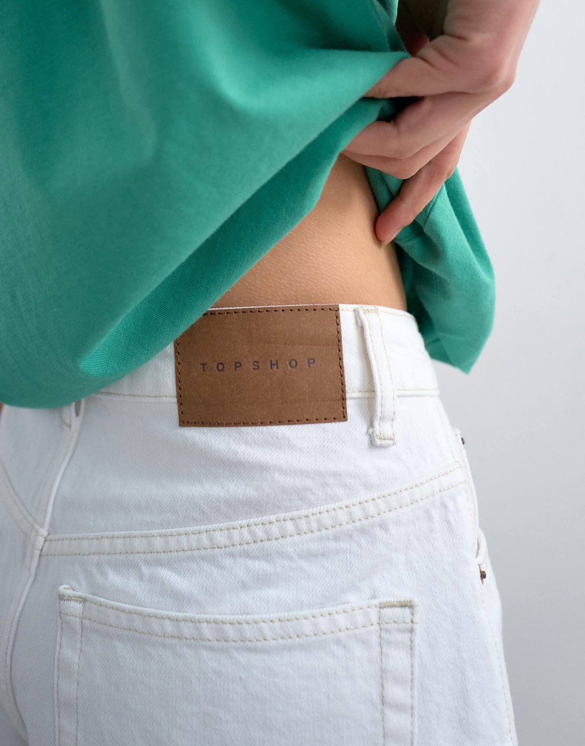 Topshop denim Editor shorts in white