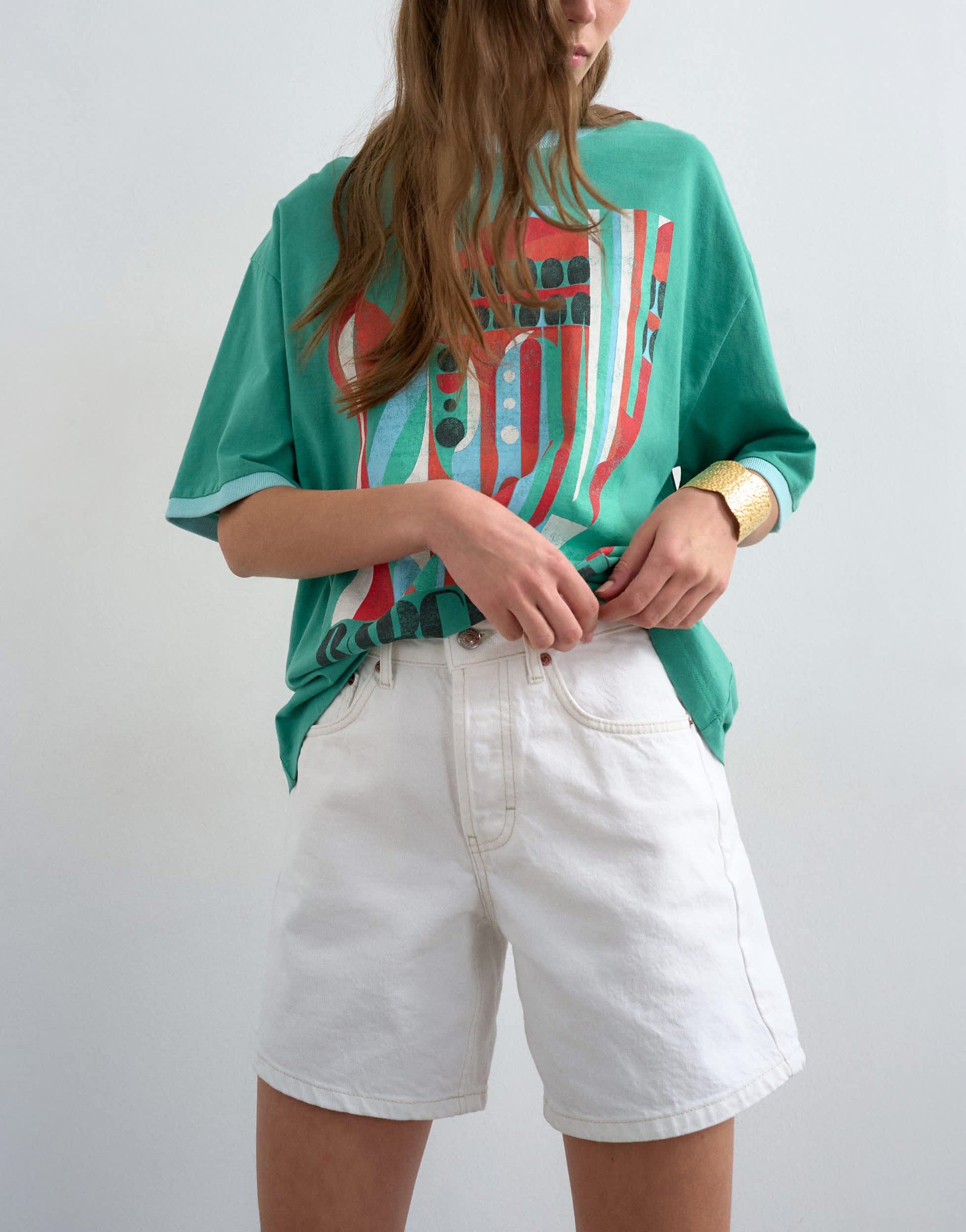 Topshop denim Editor shorts in white
