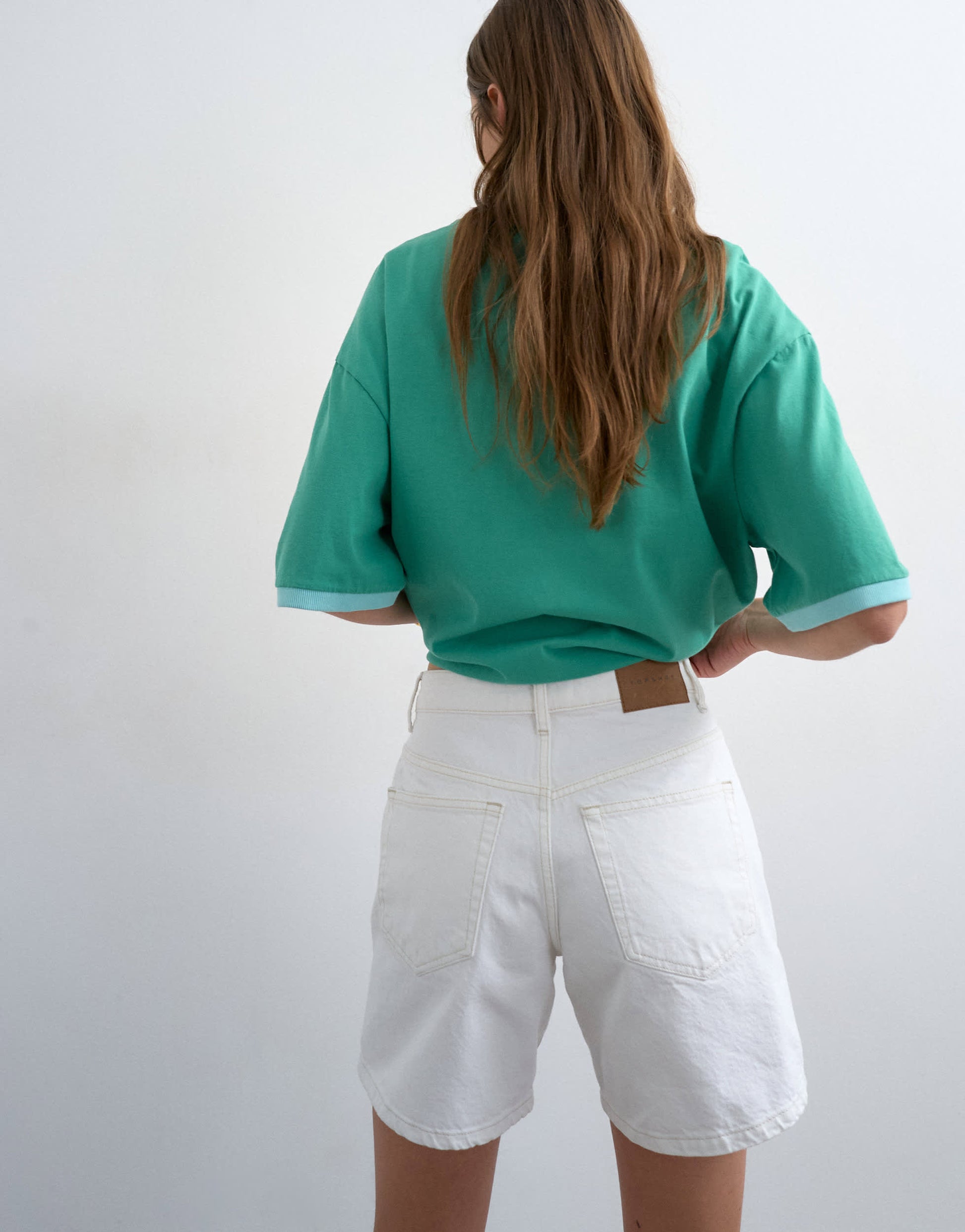 Topshop denim Editor shorts in white