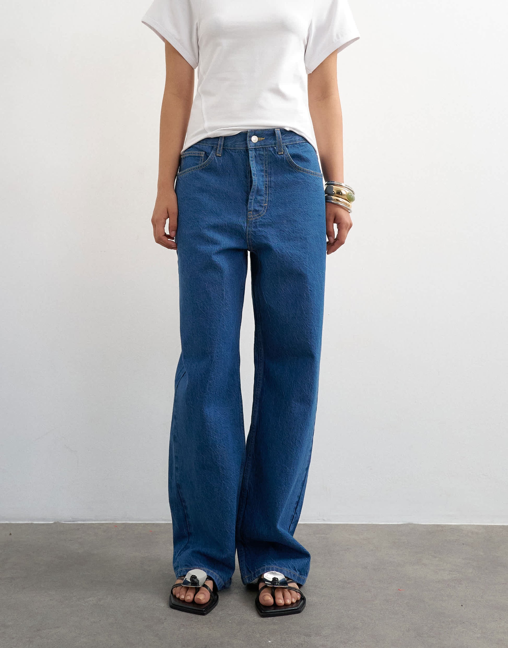 Topshop Column mid rise jean in rich blue