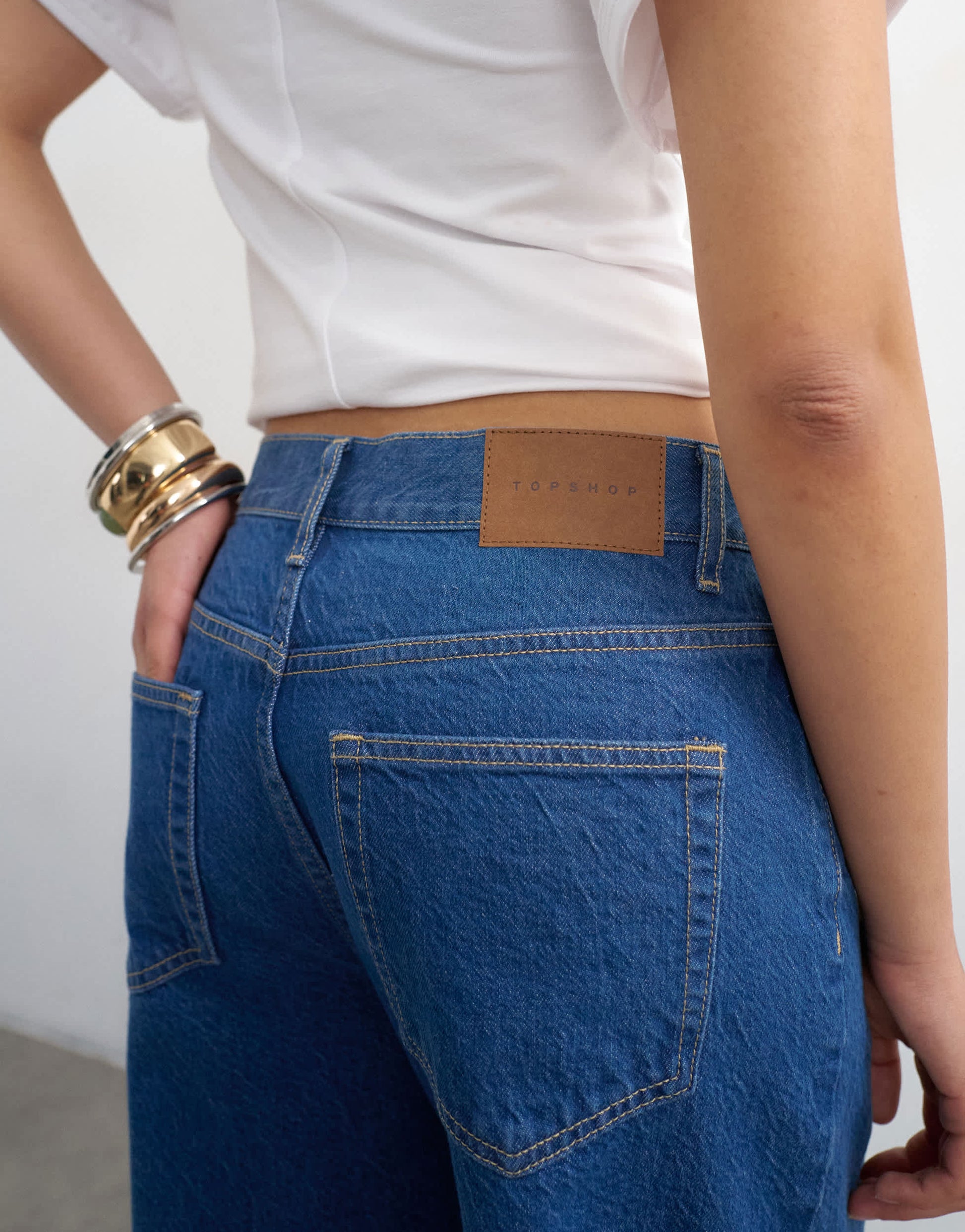 Topshop Column mid rise jean in rich blue