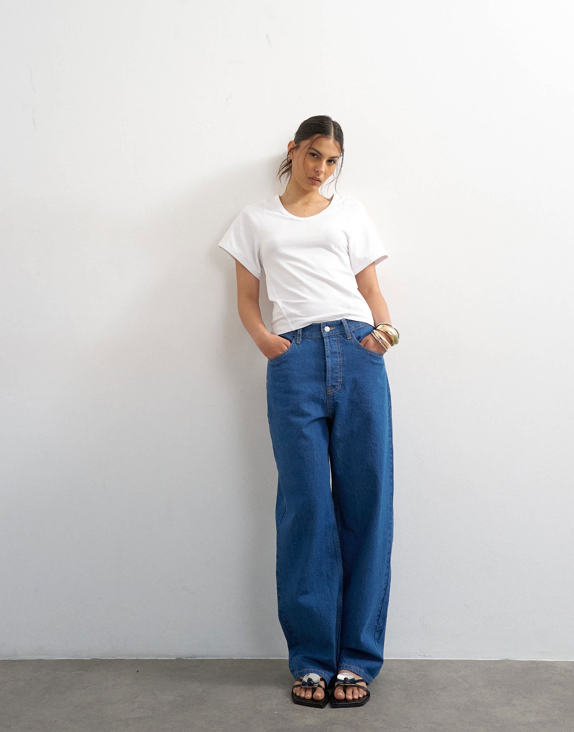 Topshop Column mid rise jean in rich blue