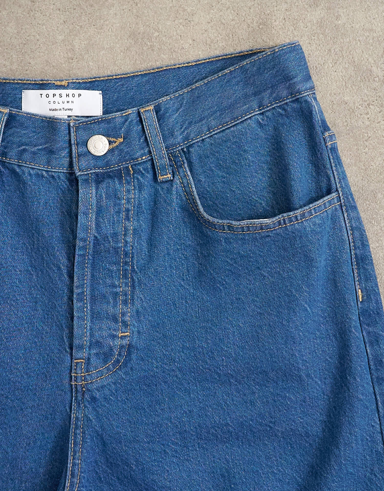 Topshop Column mid rise jean in rich blue