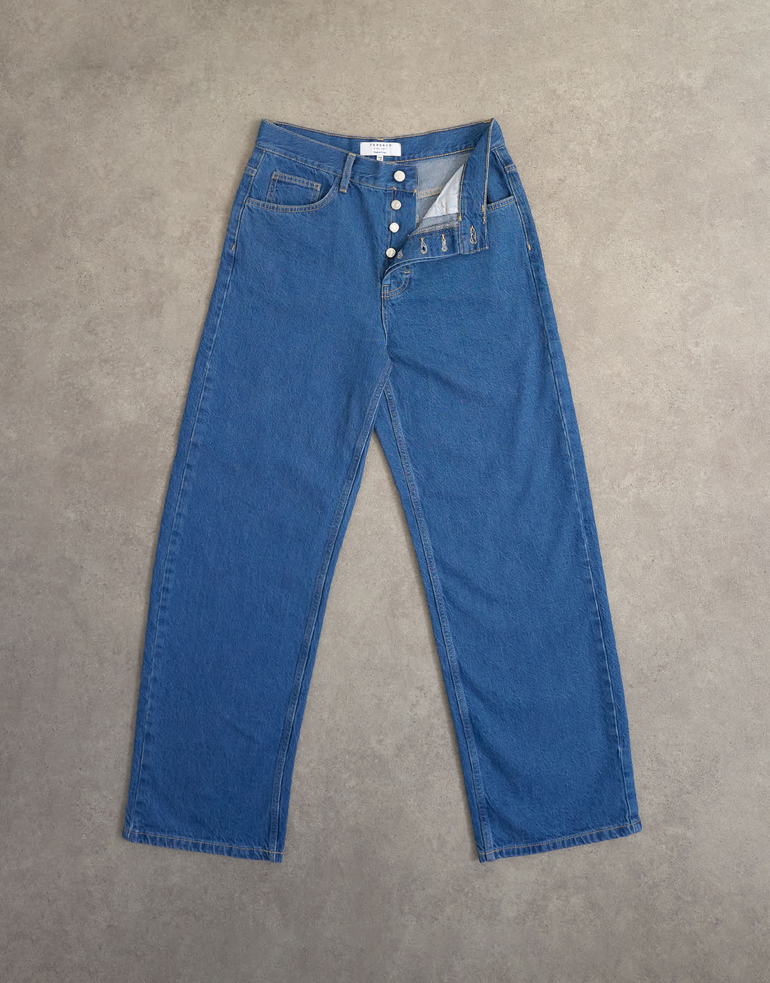 Topshop Column mid rise jean in rich blue