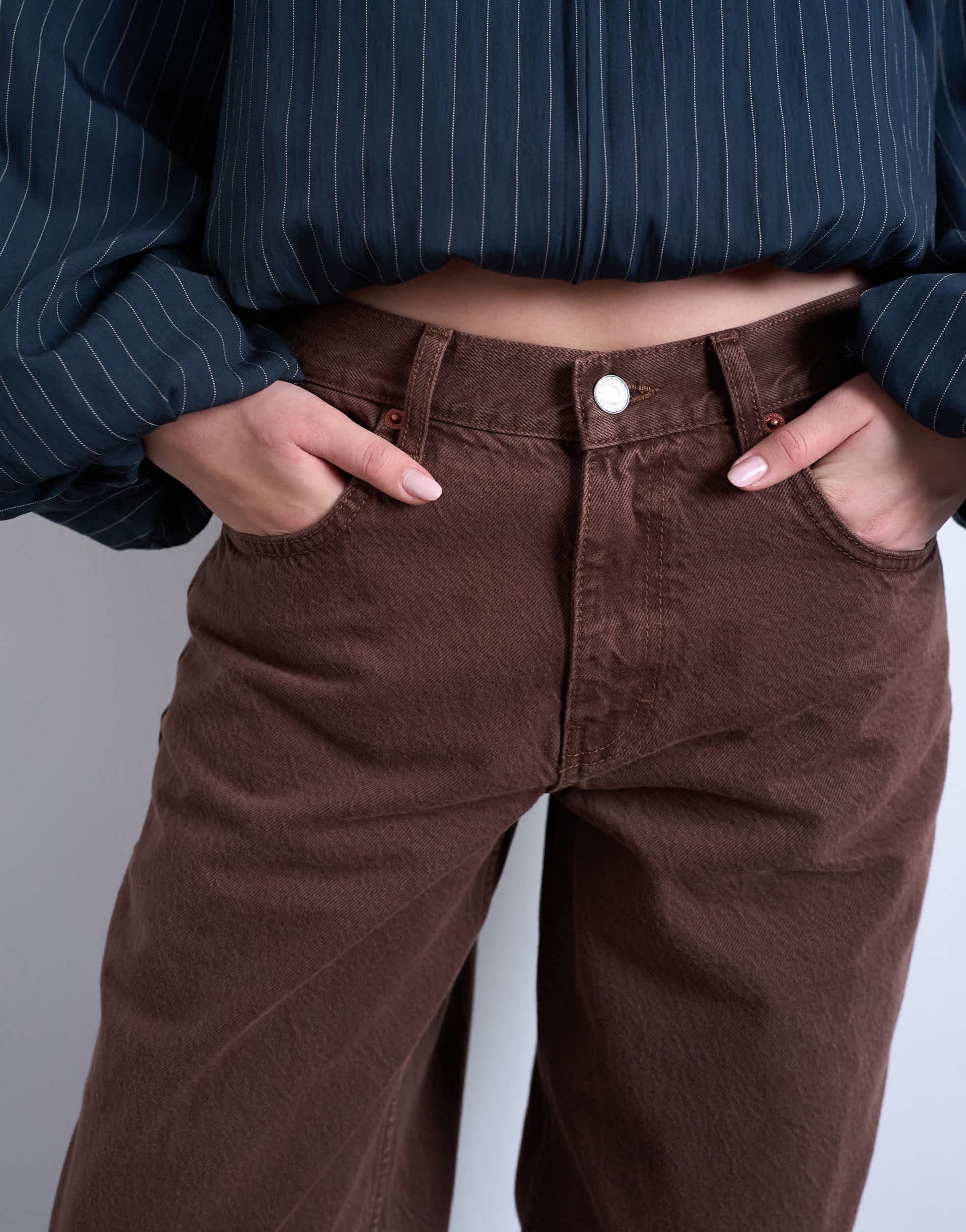 Topshop Lowrie low rise baggy jeans in chocolate