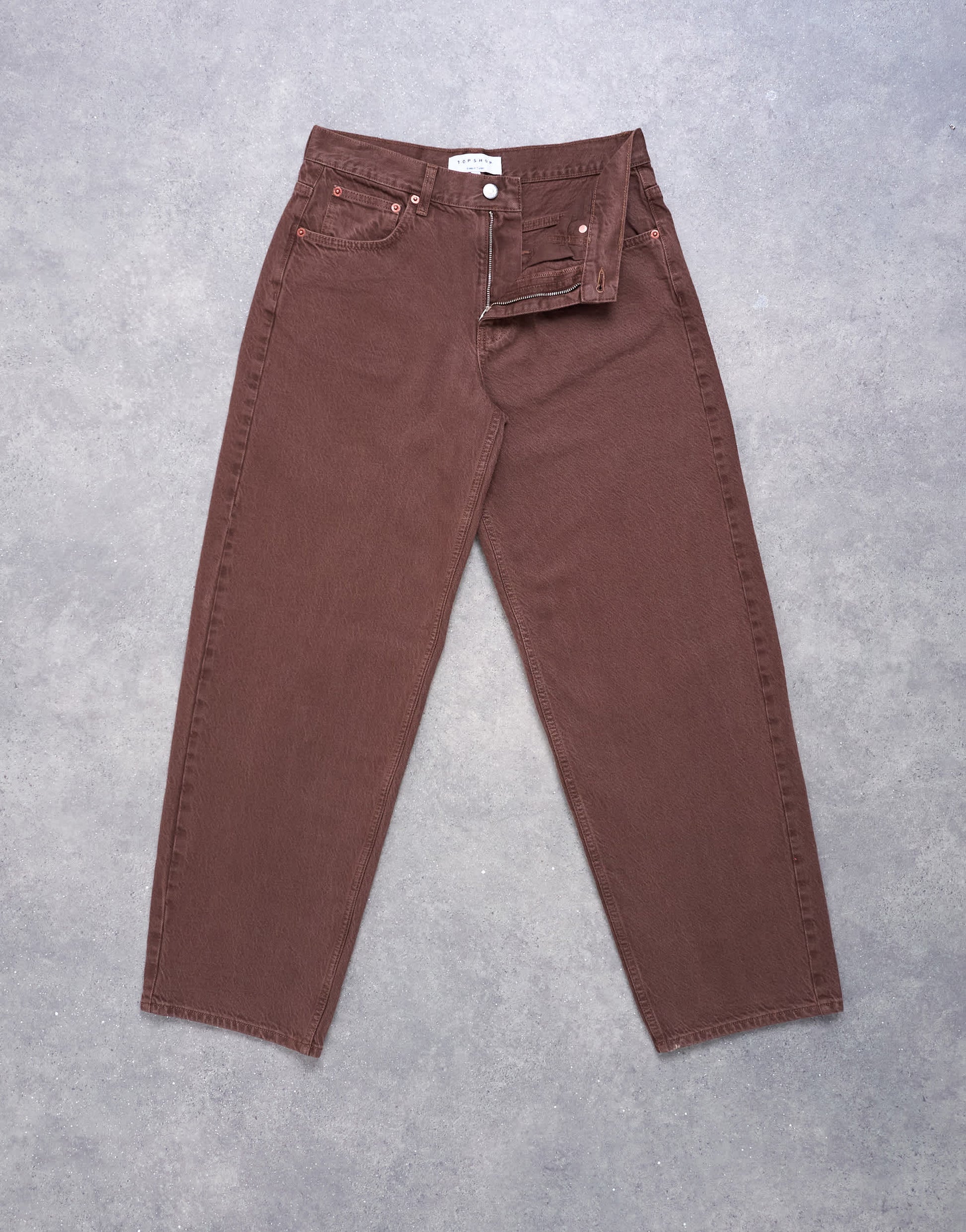 Topshop Lowrie low rise baggy jeans in chocolate