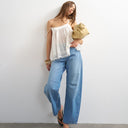 Topshop barrel mid rise jean in bleach
