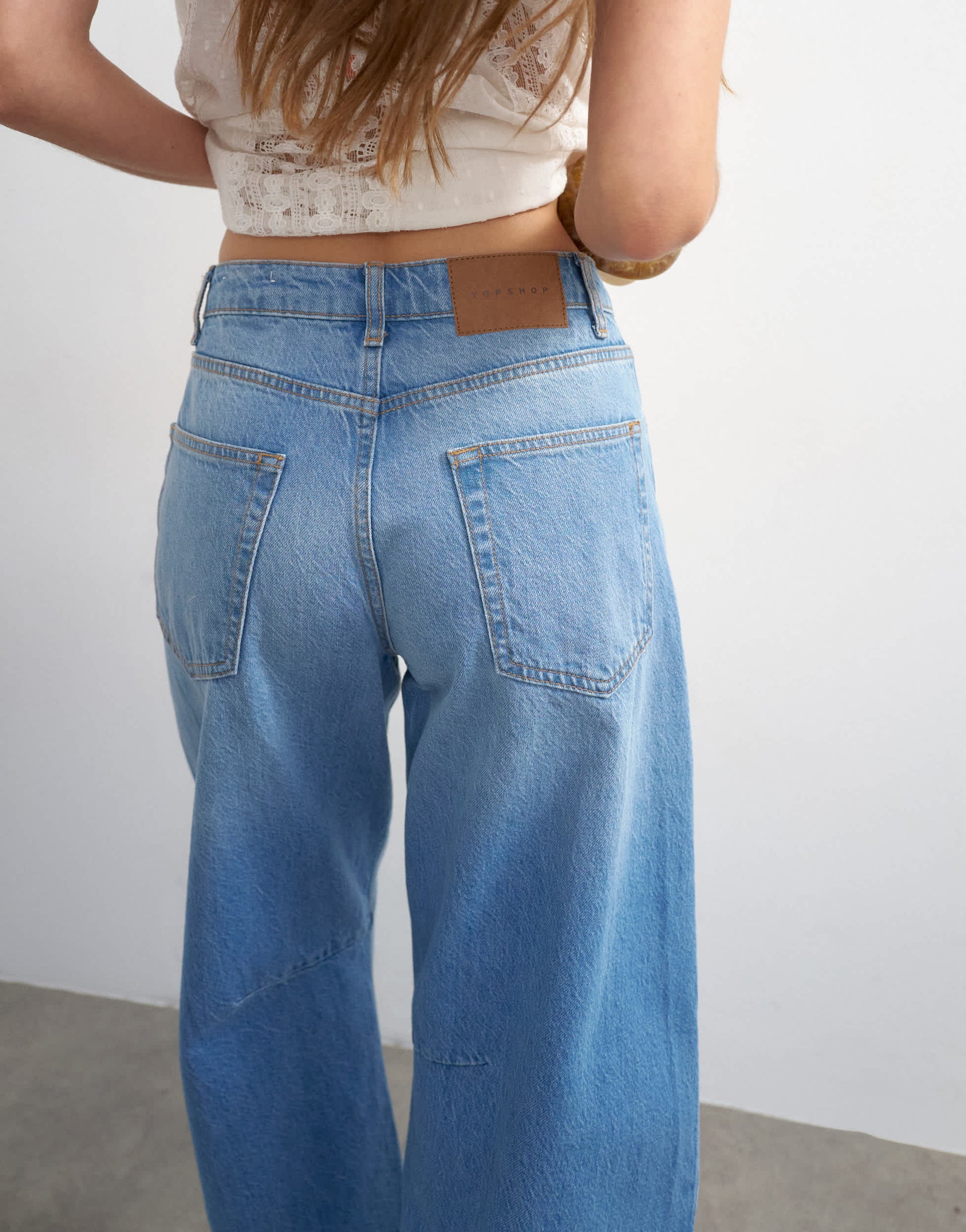 Topshop barrel mid rise jean in bleach