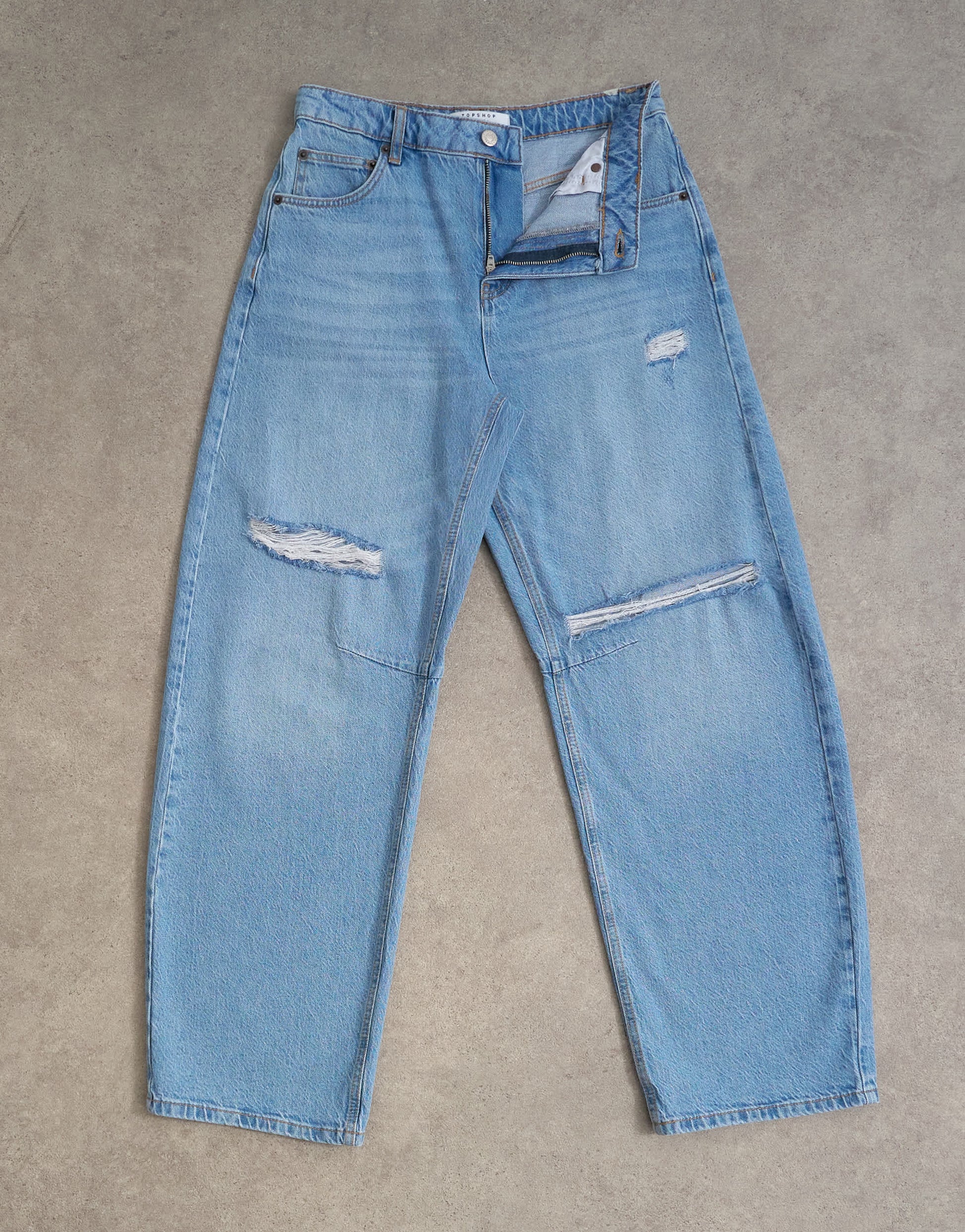 Topshop barrel mid rise jean in bleach