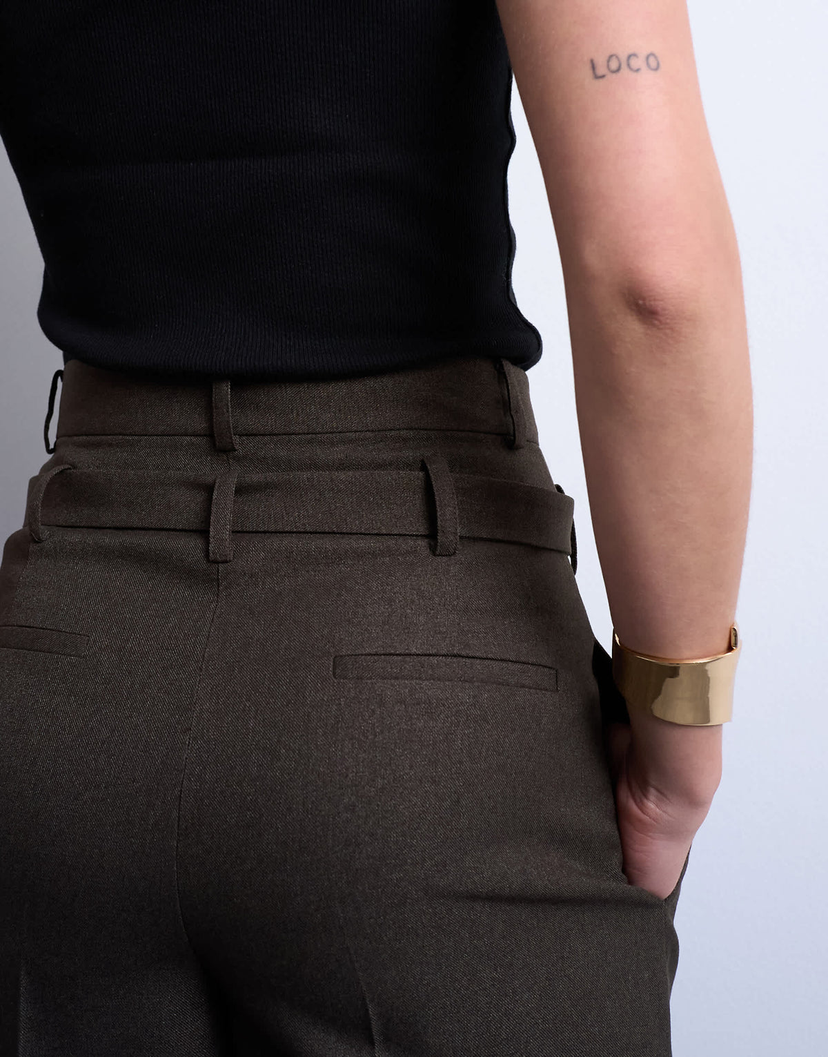 Topshop co ord high waisted belted trouser in brown