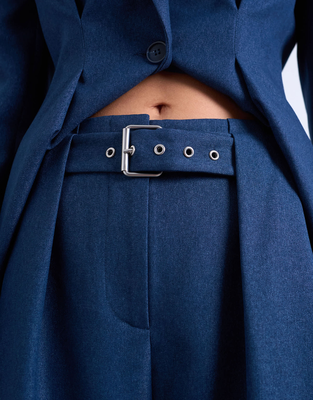 Topshop co ord belted highwaisted double pleat trouser in navy