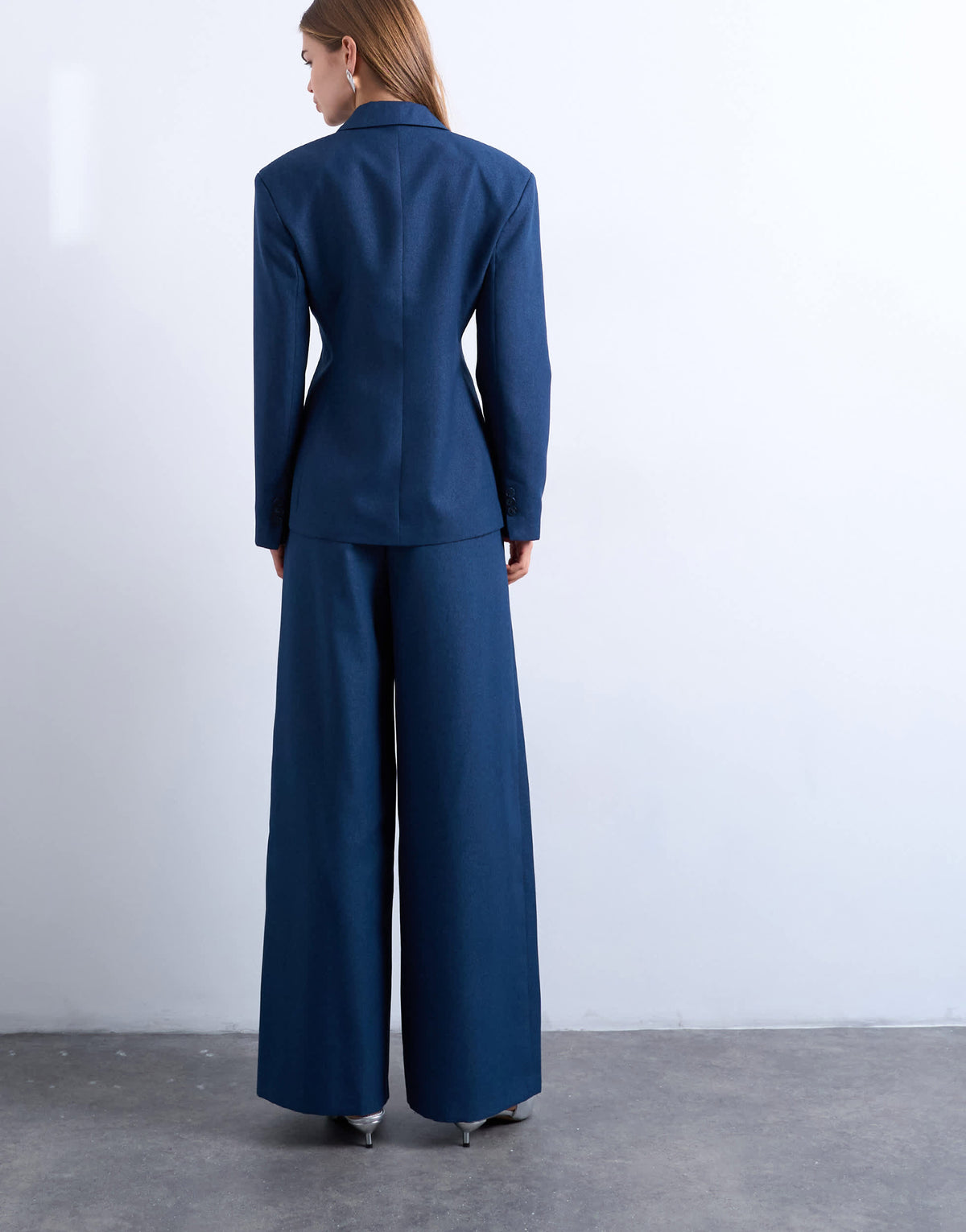 Topshop co ord belted highwaisted double pleat trouser in navy