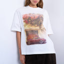 Topshop graphic oversized retro car print tee in white