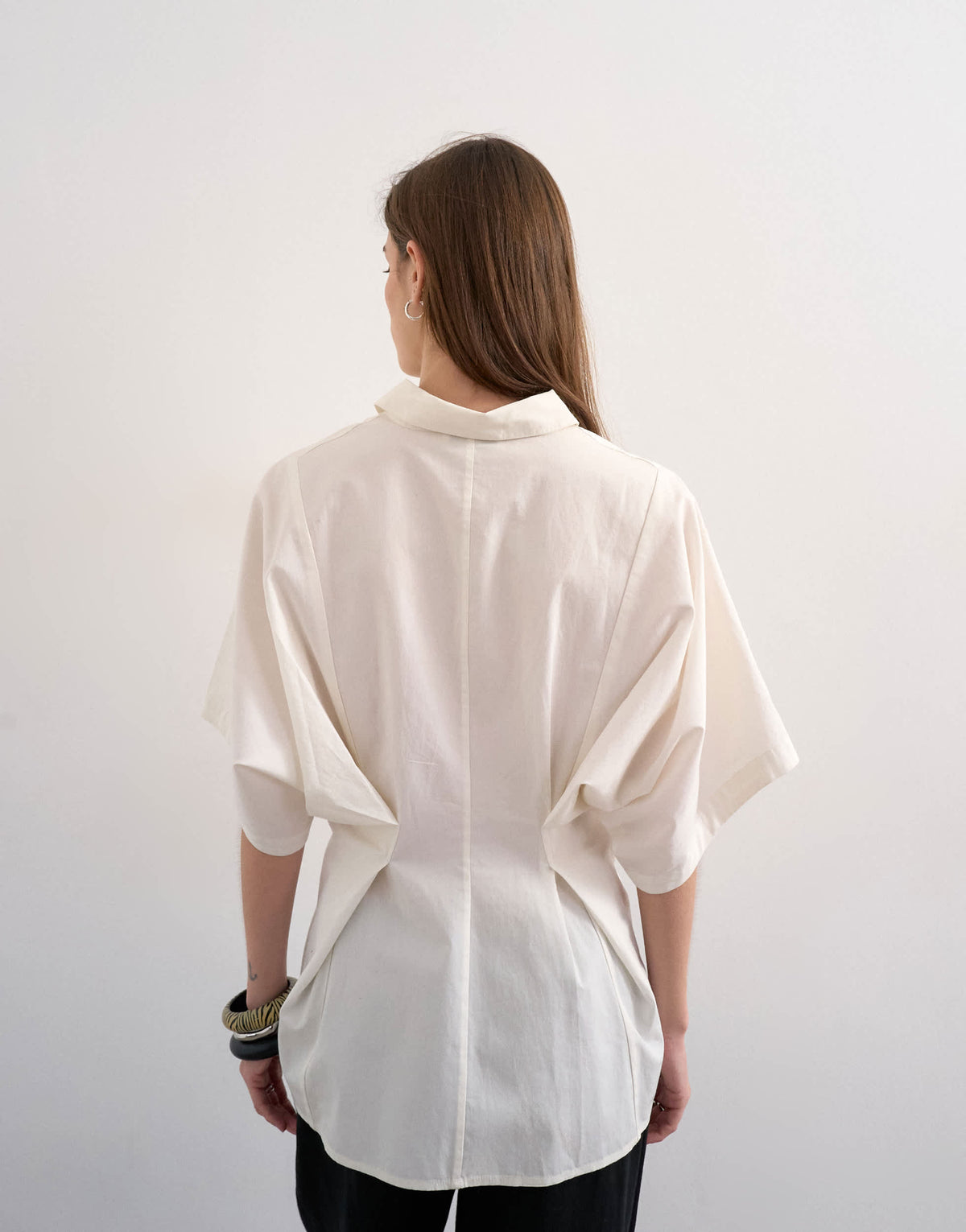 Topshop oversized cutwork short sleeve shirt in white